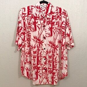 We Be Bop NWT Vintage Dead Stock Button Up Oversized Red Print Tunic
